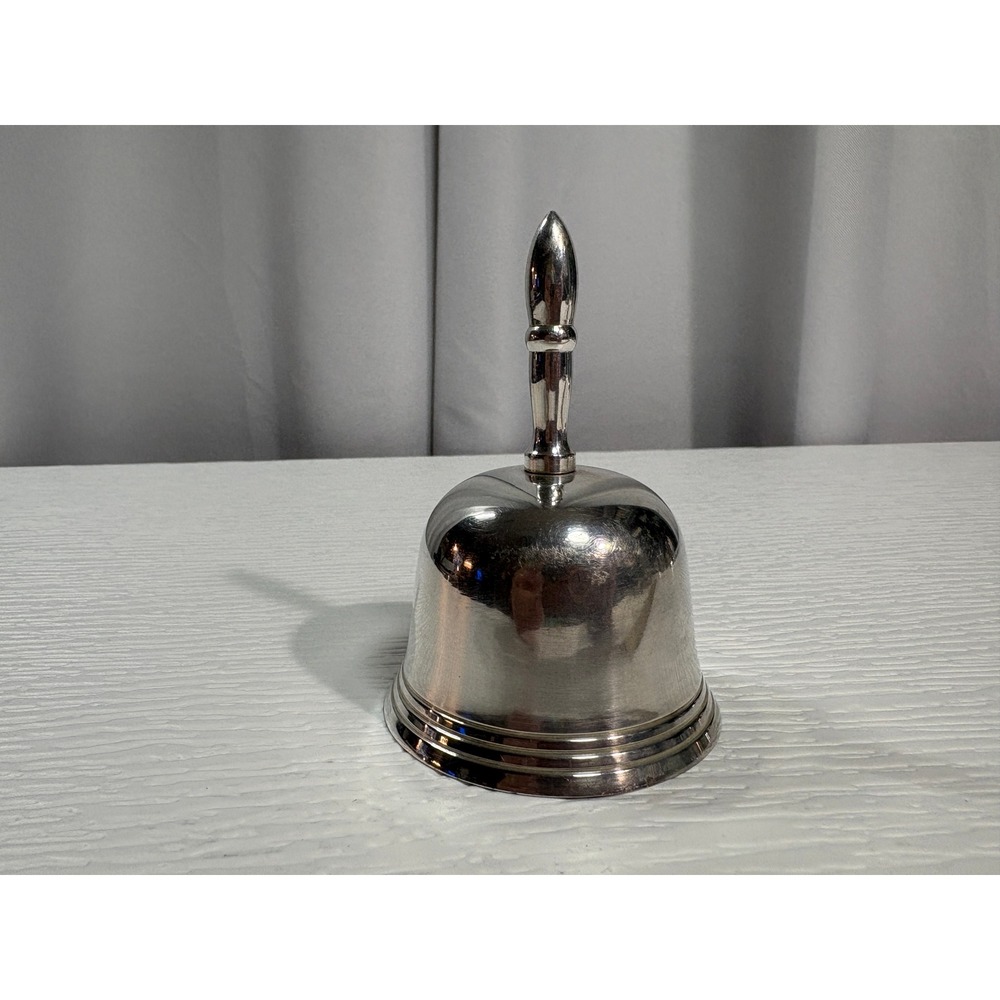 Vintage Toledo Argentina Silver Tone Polished Metal Dinner Bell 4.5" S0081
